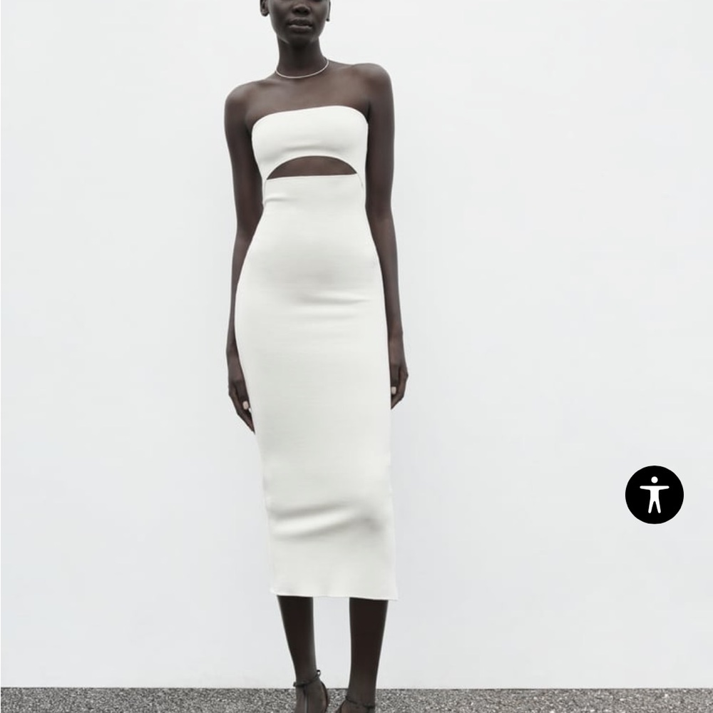 Zara White Strapless Cut Out Dress